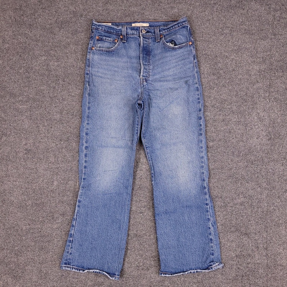 Levis Premium Ribcage Crop Boot‎ Jean Women 29x26 High Rise Stretch Button Fly
